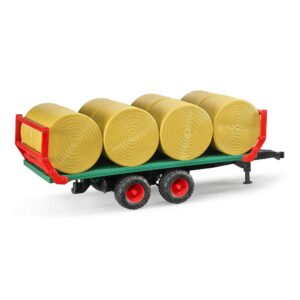 Bruder - Bale Transport Trailer Toy with 8 Round Bales